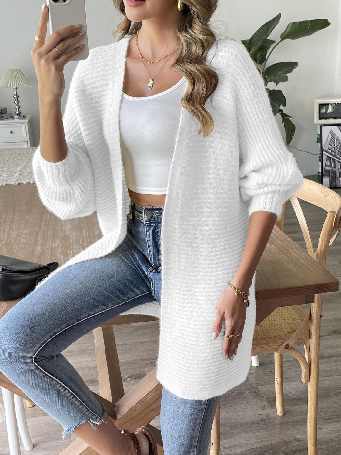 Hazel Blues® |  Open Front Long Sleeve Cardigan