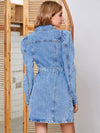 Hazel Blues® |  Tied Button Up Collared Neck Denim Dress