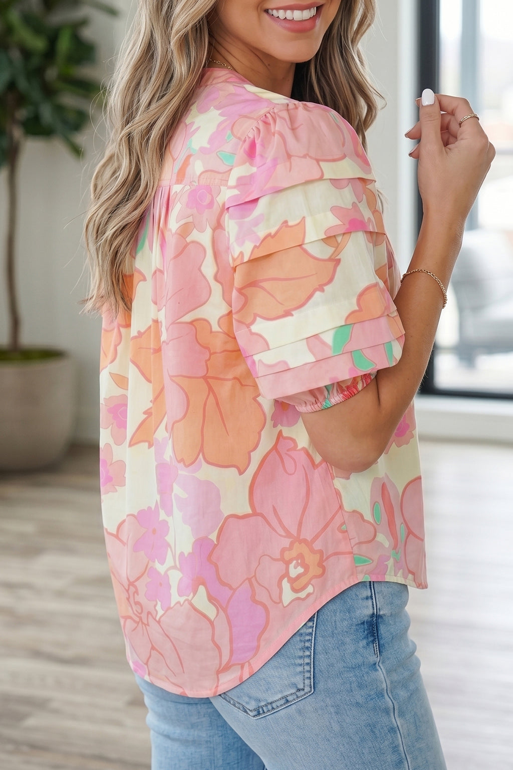 Hazel Blues® |  Sunday Bloom Blouse | Floral Button Front Blouse