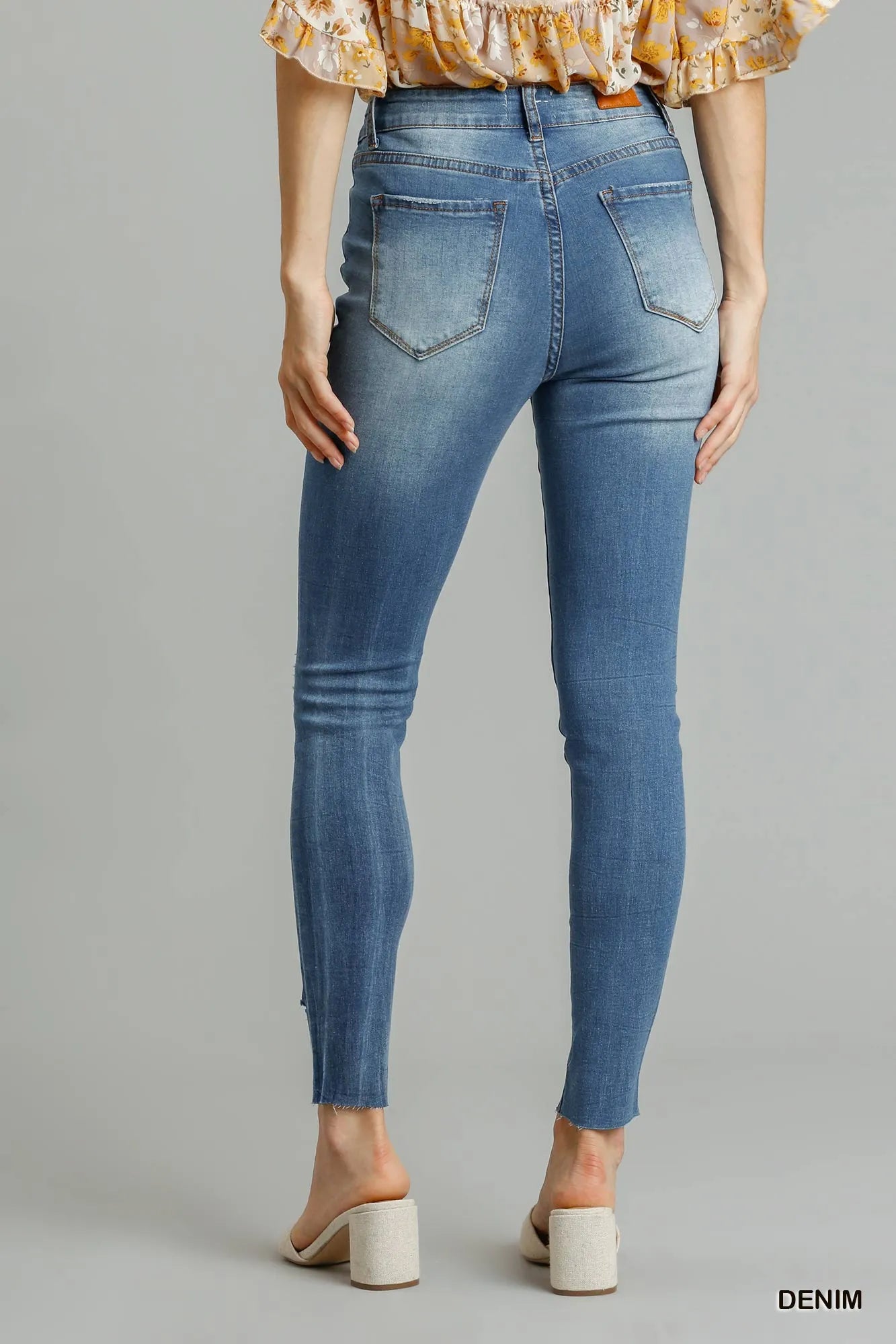 Hazel Blues® | Umgee Distressed Skinny Jeans with Edge Detail