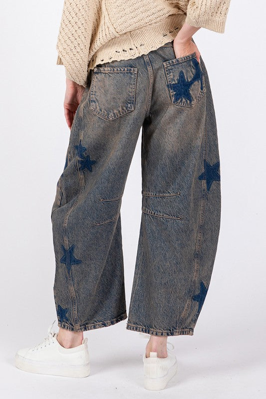 Hazel Blues® |  SAGE + FIG Star Wide Leg Jeans with Pockets