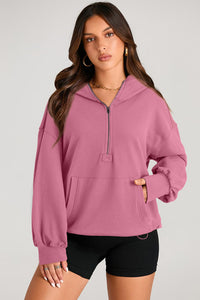 Hazel Blues® |  Pocketed Half Zip Long Sleeve Hoodie