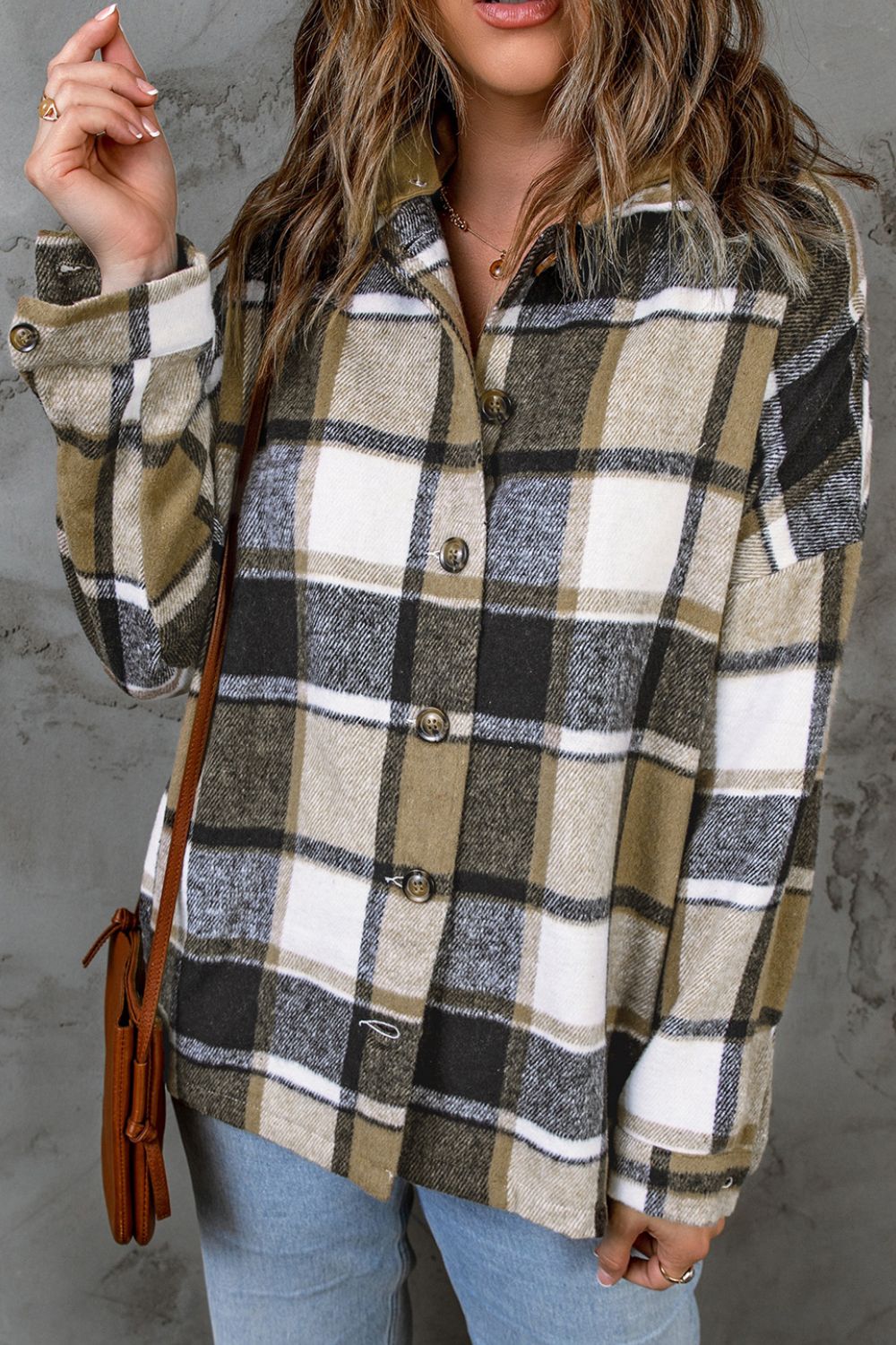 Hazel Blues® |  Plaid Button Up Hooded Shacket