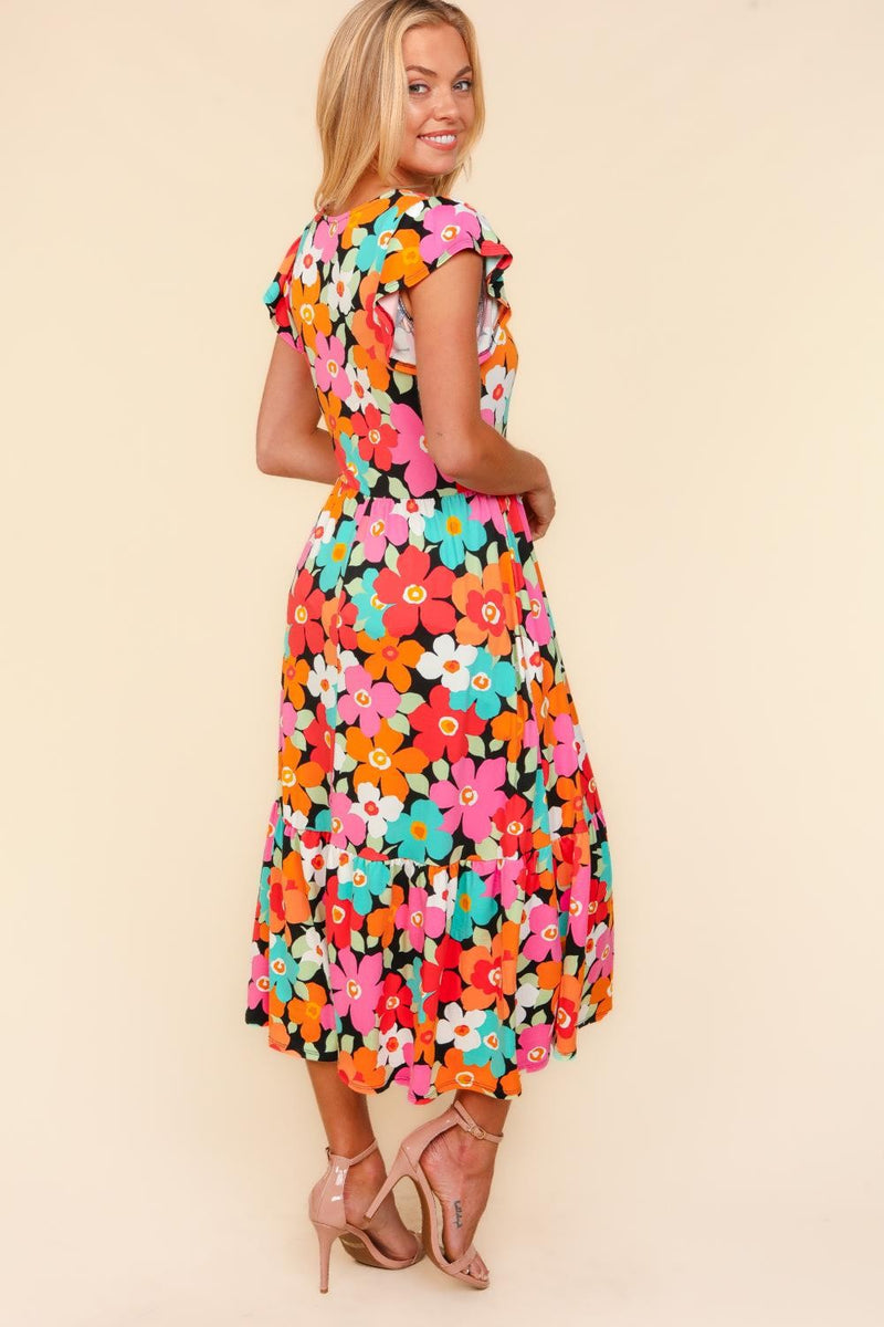 Hazel Blues® |  Haptics Floral Midi Dress with Side Pockets