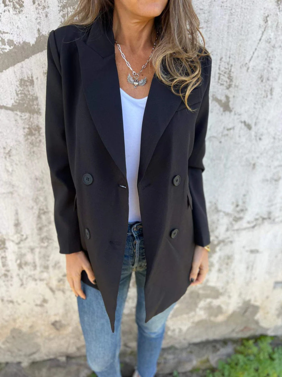 Hazel Blues® |  Collared Neck Long Sleeve Blazer