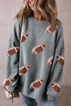 Hazel Blues® |  Sequin Football Round Neck Long Sleeve Sweatshirt