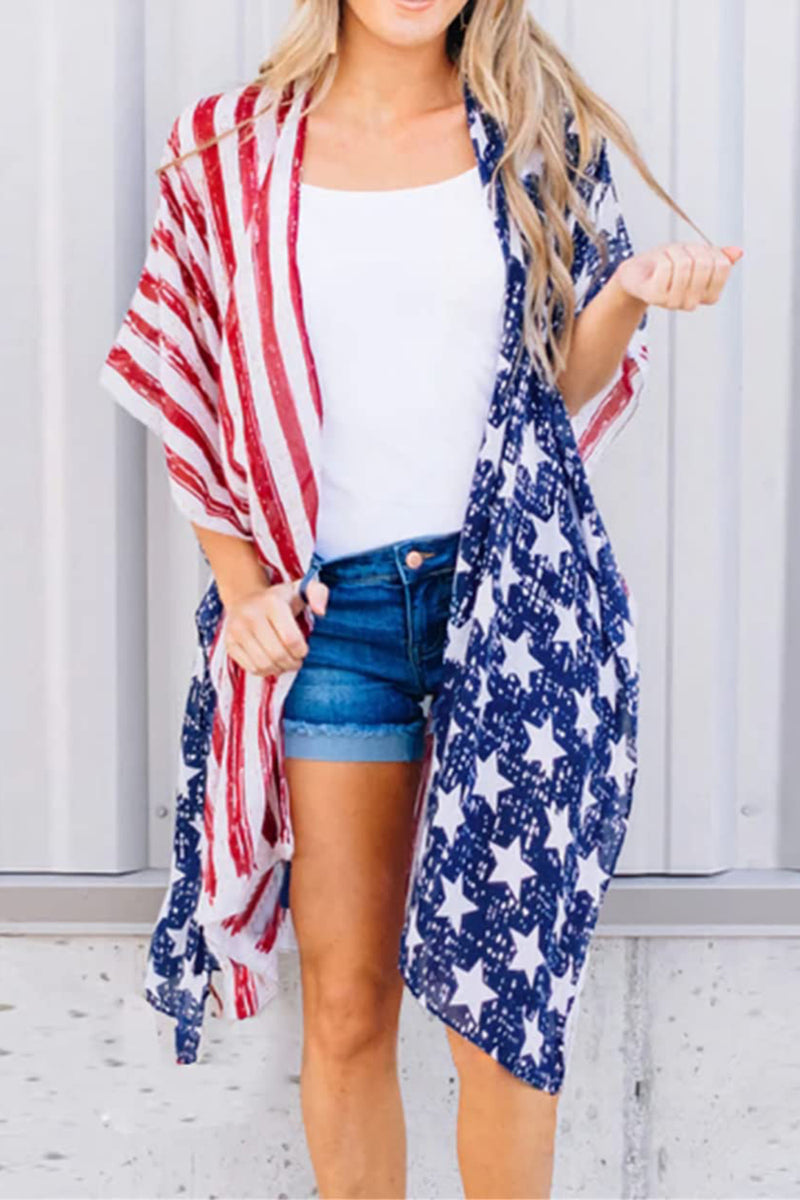 Hazel Blues® |  Star & Stripes Open Front Cover Up