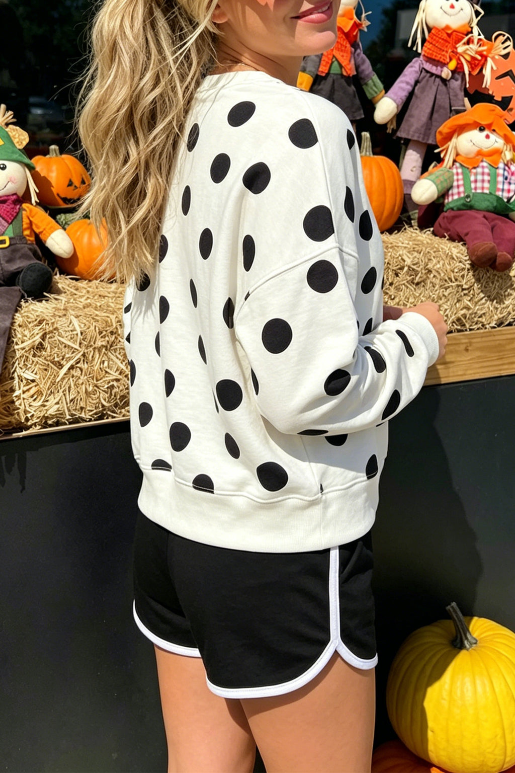 Dot Parade Beige Polka Dot Sweatshirt