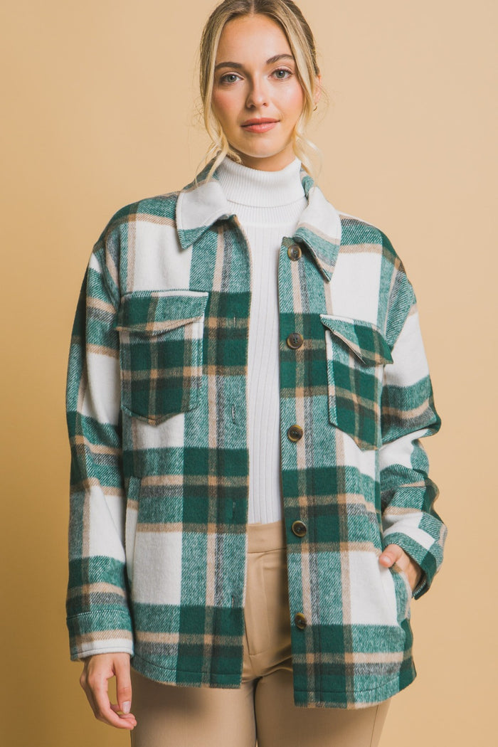 Hazel Blues® |  Love Tree Plaid Button Up Shacket