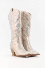 Hazel Blues® |  RHINESTONE JEWELED MID-CALF GLAM WESTERN BOOTS