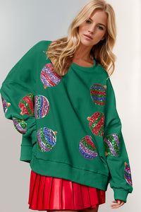 Hazel Blues® |  Double Take Christmas Element Sequin Round Neck Long Sleeve Sweatshirt