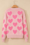 Hazel Blues® |  Valentine's Day Heart Jacquard Round Neck Sweater