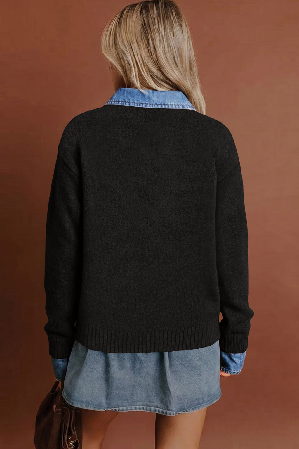 Piper Grace Black Denim Sweater