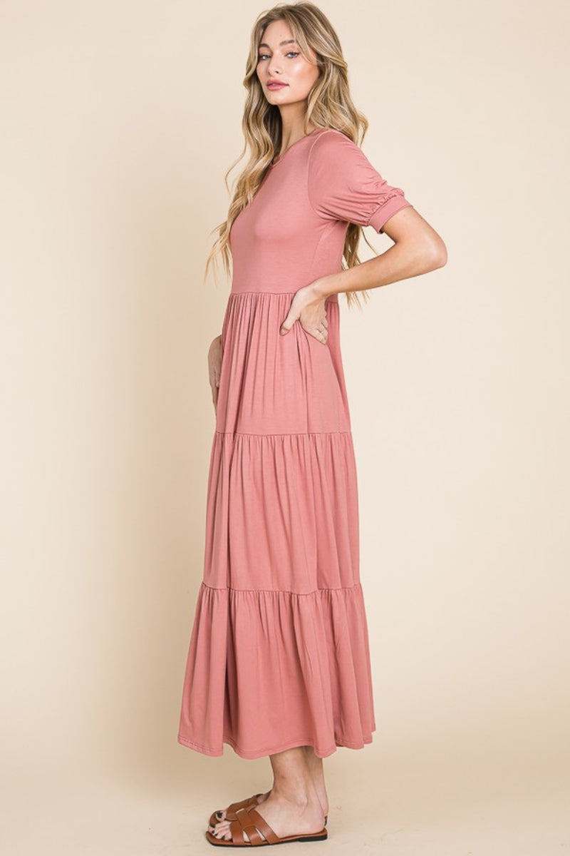 Hazel Blues® |  BOMBOM Short Sleeve Tiered Maxi Dress