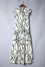 Hazel Blues® |  Ruffled Printed Surplice Cap Sleeve Dress