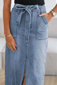 Hazel Blues® |  Tied Slit Denim Skirt