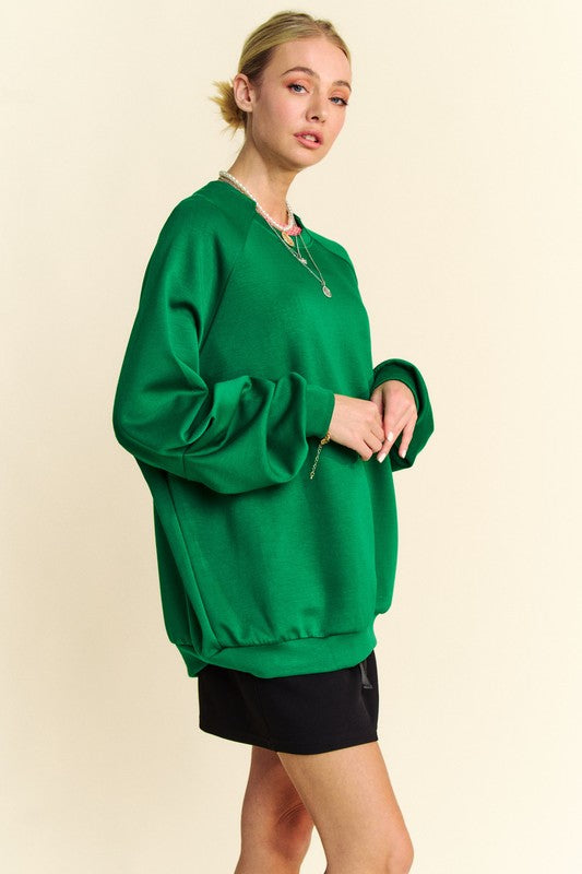 Hazel Blues® |  Davi & Dani Round Neck Raglan Sleeve Sweatshirt