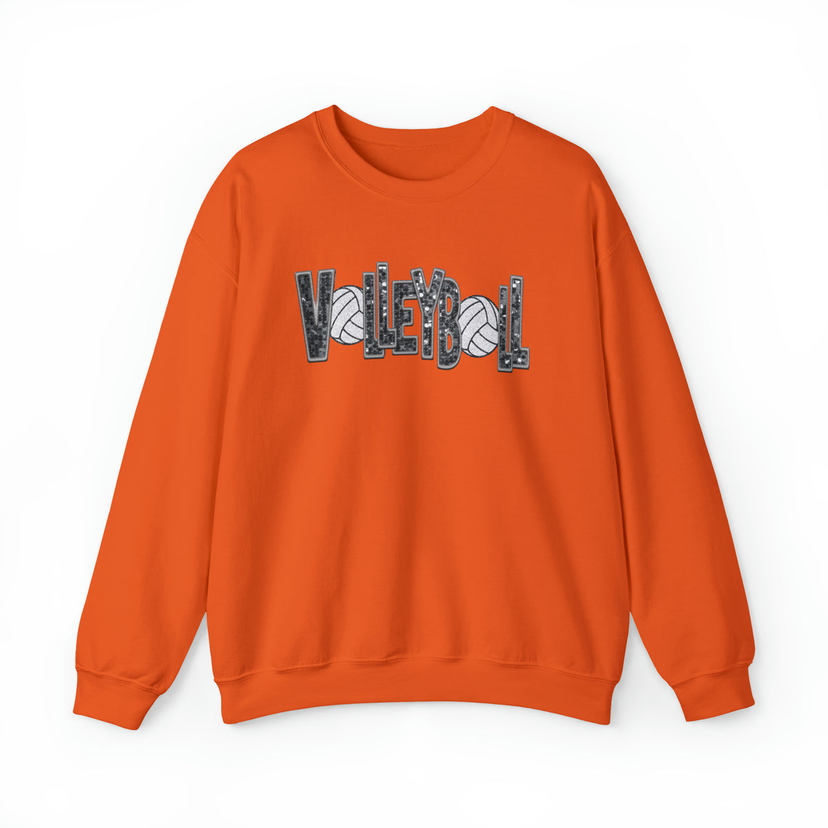 3Blues Designs |   Hazel Blues® |  Volleyball Faux Chenille Sequin Patches Sweatshirt: Charcoal