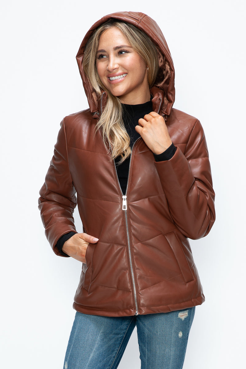 Hazel Blues® |  How Dare U Pocketed Zip Up Puffer Jacket with Removable Hood