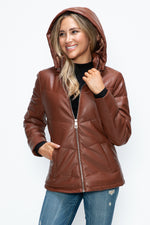 Hazel Blues® |  How Dare U Pocketed Zip Up Puffer Jacket with Removable Hood