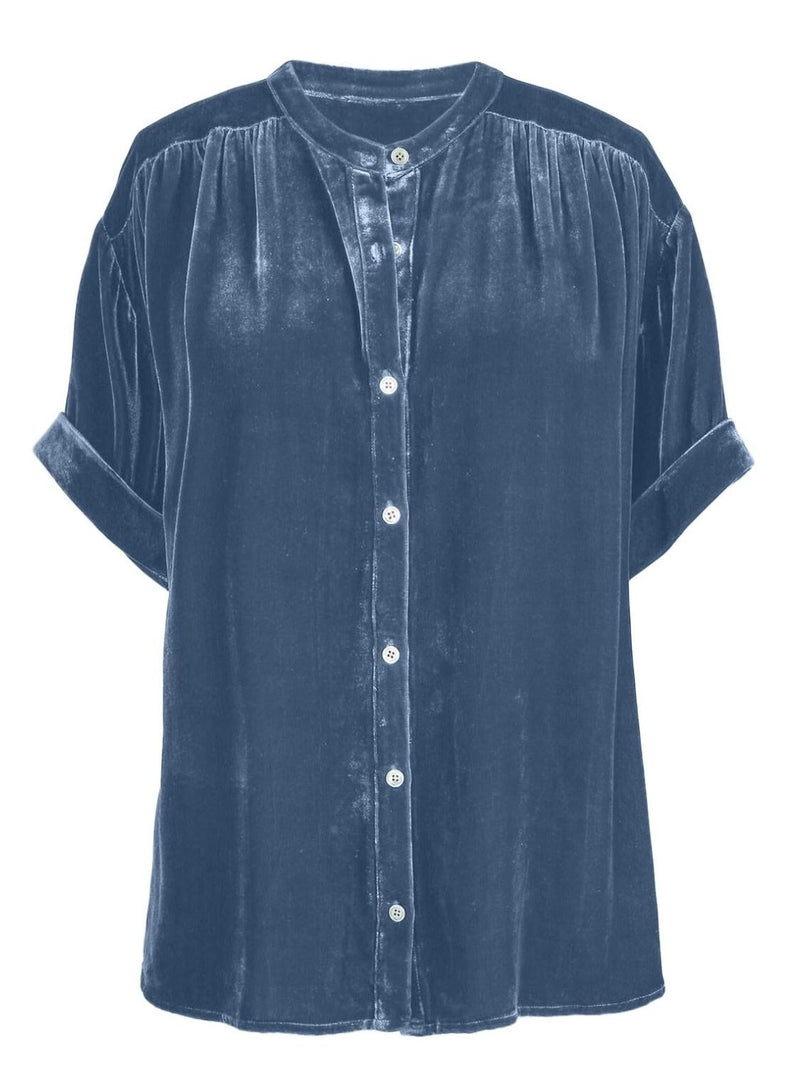 Hazel Blues® |  Ruched Round Neck Short Sleeve Shirt