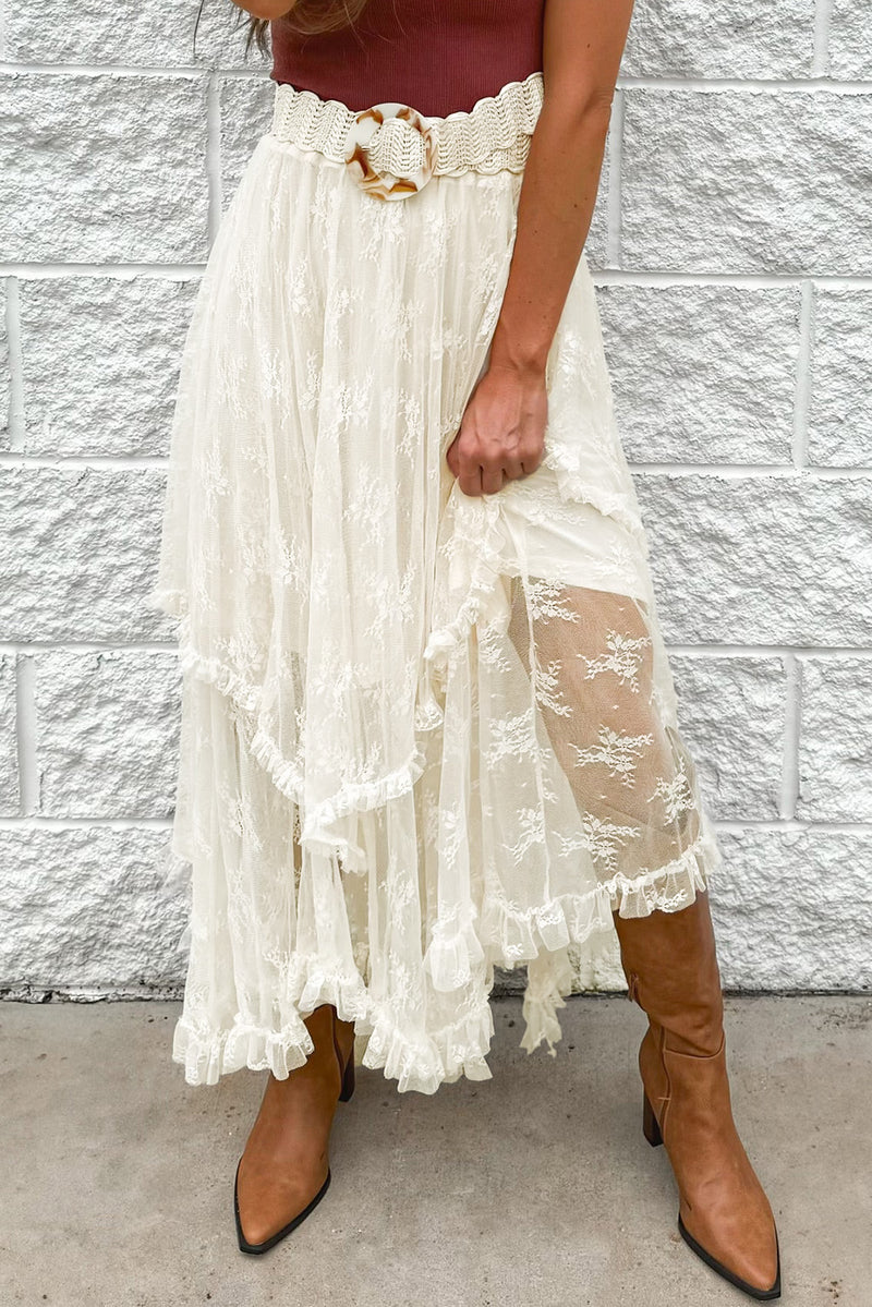 Hazel Blues® |  Lace Tiered Midi Skirt