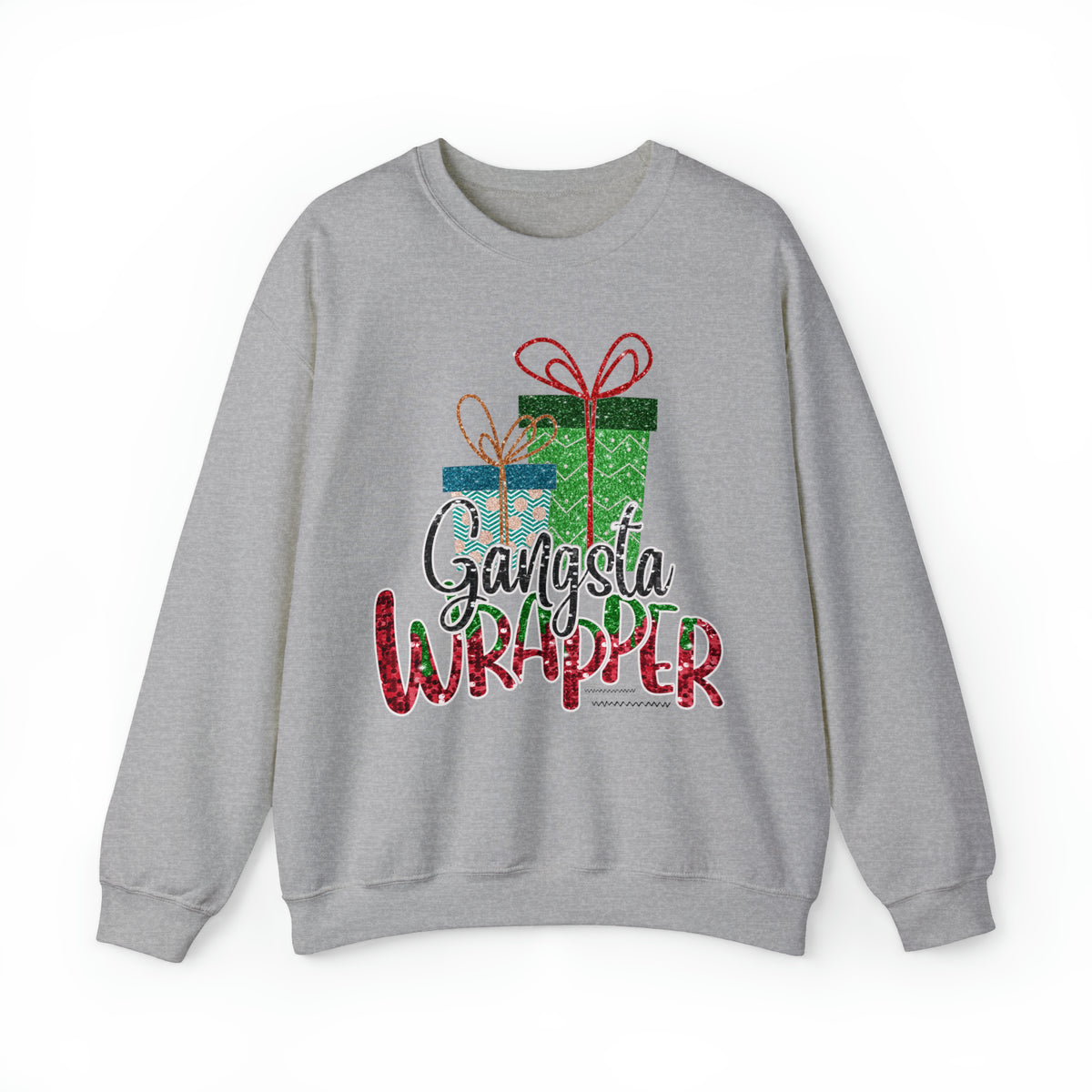 Hazel Blues® |  Gangsta Wrapper Glitter Graphic Crewneck Sweatshirt