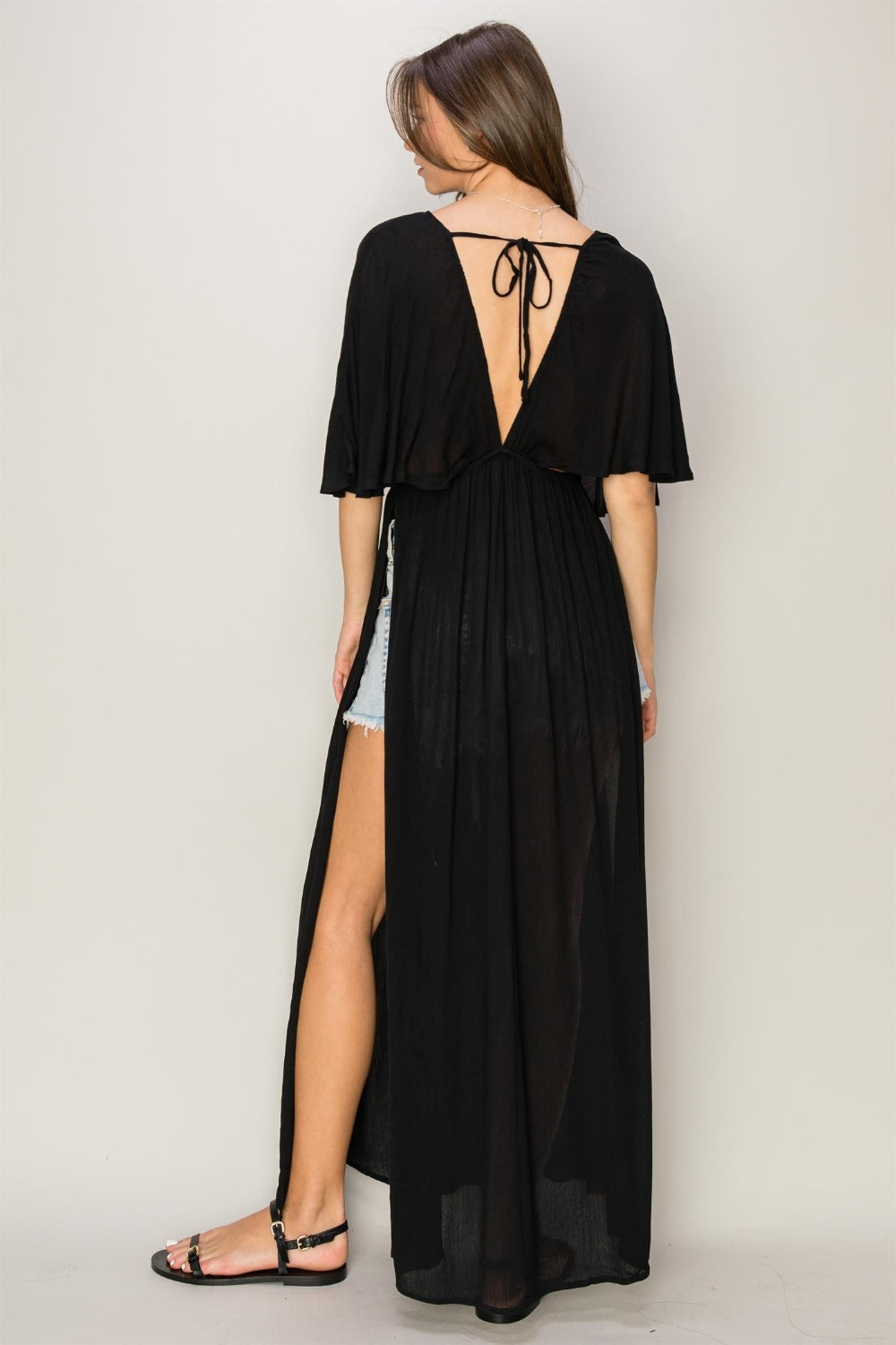 Hazel Blues® |  HYFVE Tie Back Maxi Split Cover Up Dress