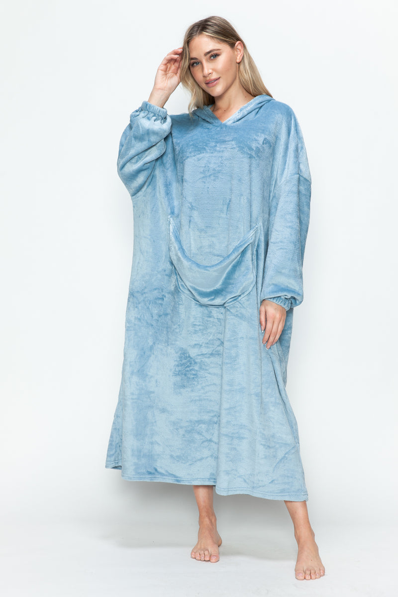 Hazel Blues® |  Double Take Pocketed Hooded Midi Lounge Dress