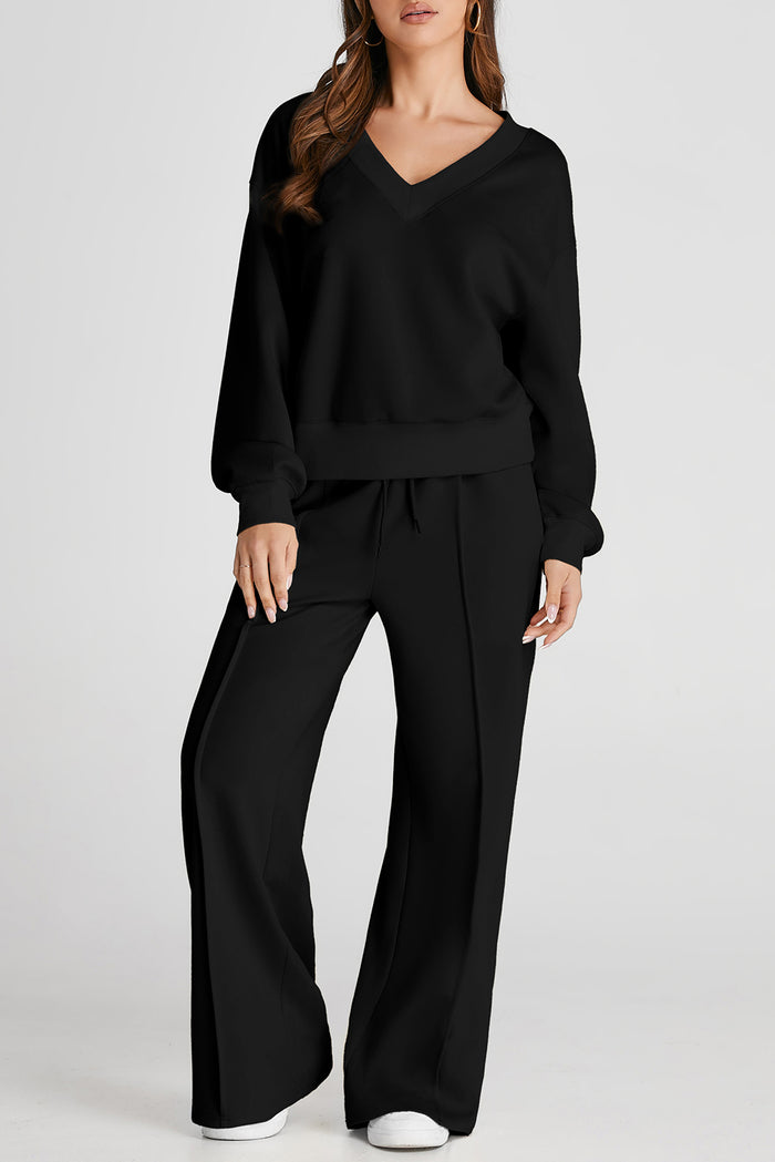 Hazel Blues® |  V-Neck Long Sleeve Top and Pants Active Set