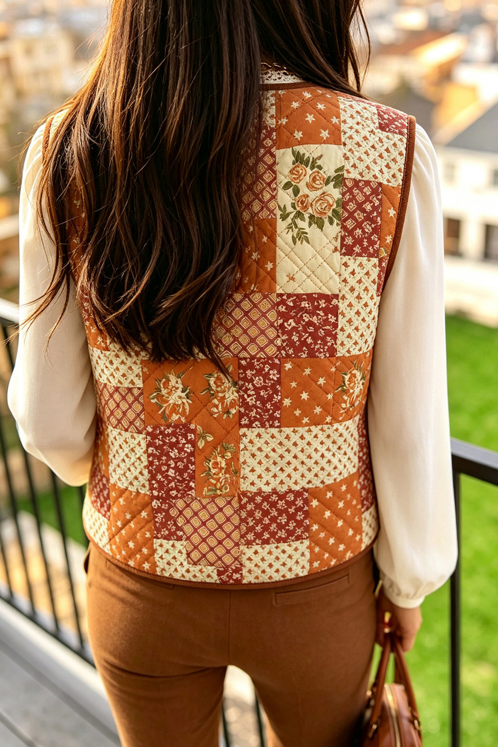Piper Reese Quilted Floral Button Vest