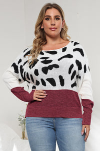 Hazel Blues® | Leopard Round Neck Long Sleeve Sweater