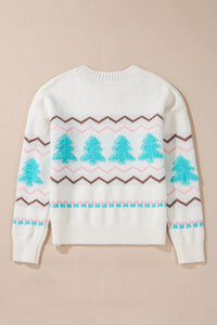 Hazel Blues® |  Christmas Tree Ribbed Hem Dropped Shoulder Sweater