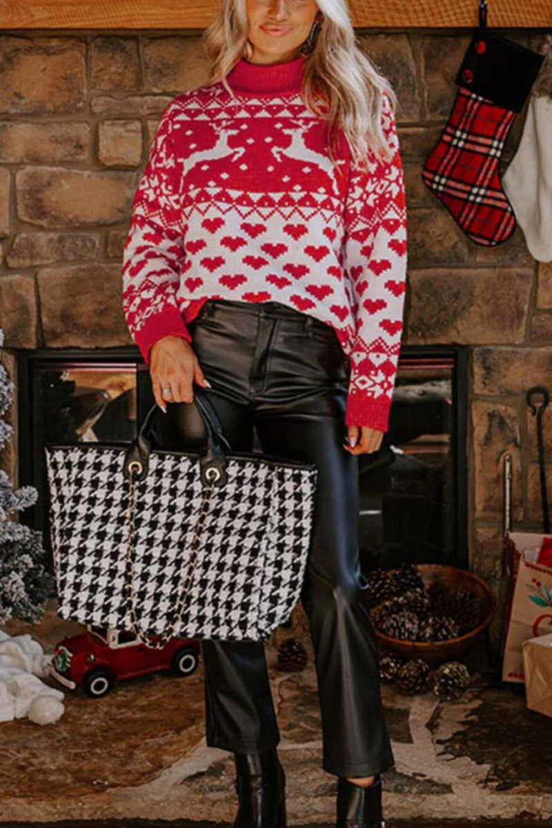 Hazel Blues® |  Christmas Element Turtleneck Long Sleeve Sweater