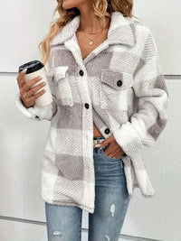 Hazel Blues® |  Plaid Dropped Shoulder Long Sleeve Plush Coat