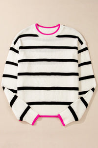 Hazel Blues® |  Striped Round Neck Long Sleeve Sweater