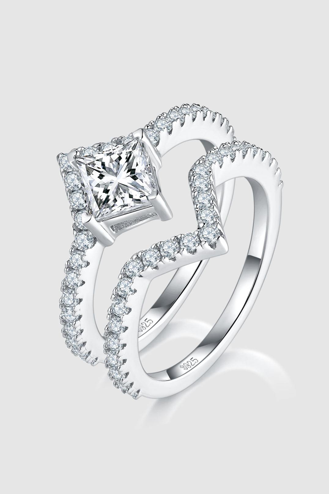 Hazel Blues® |  1 Carat Moissanite 925 Sterling Silver Double Layered Ring