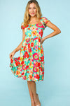Hazel Blues® |  Haptics Floral Square Neck Short Sleeve Dress