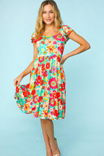 Hazel Blues® |  Haptics Floral Square Neck Short Sleeve Dress