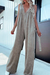 Hazel Blues® |  V-Neck Wide Leg Denim Jumpsuit