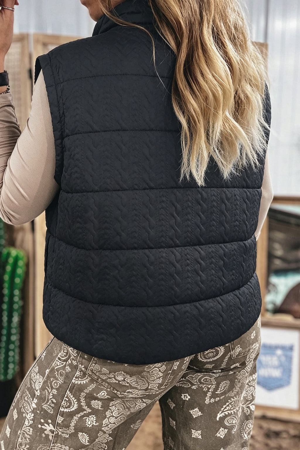 Midnight Frost Quilted Winter Vest