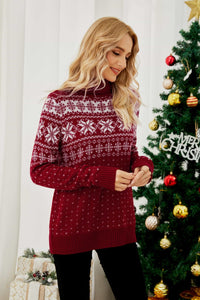 Hazel Blues® |  Christmas Snowflake Fair Isle Turtleneck Sweater