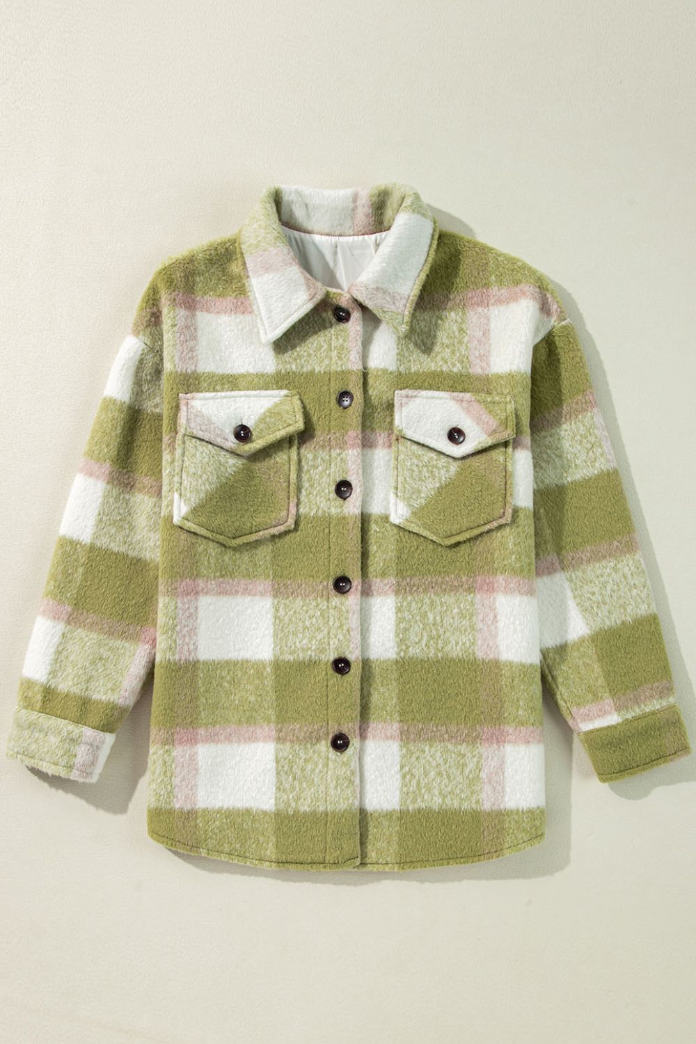 Hazel Blues® |  Pocketed Plaid Collared Neck Shacket