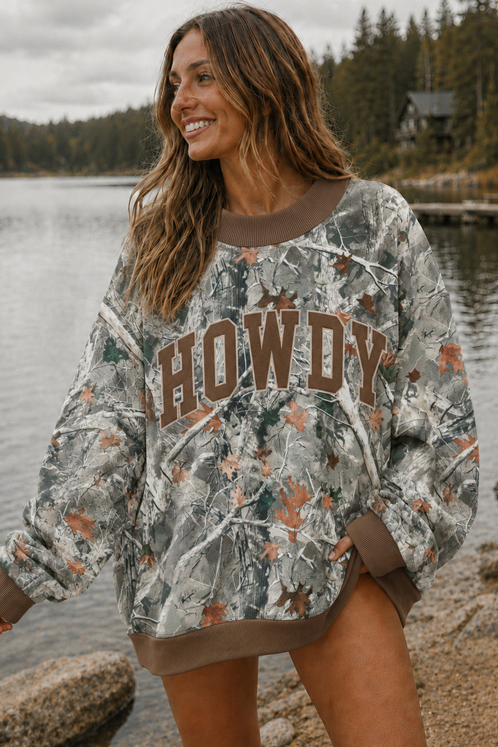Penelope Mae Gray Western Camo Mallard Sweatshirt