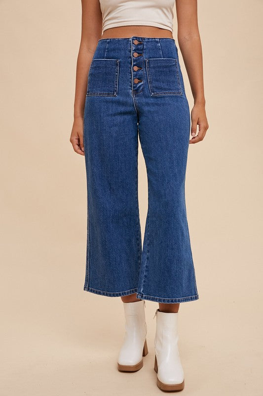 Hazel Blues® |  Annie Wear Button Fly High Waist Jeans