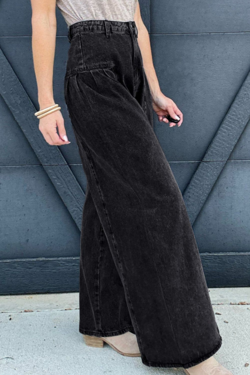 Hazel Blues® |  High Rise Wide Leg Jeans with Pockets