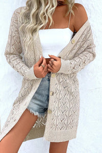 Hazel Blues® |  Openwork Button Down Long Sleeve Cardigan