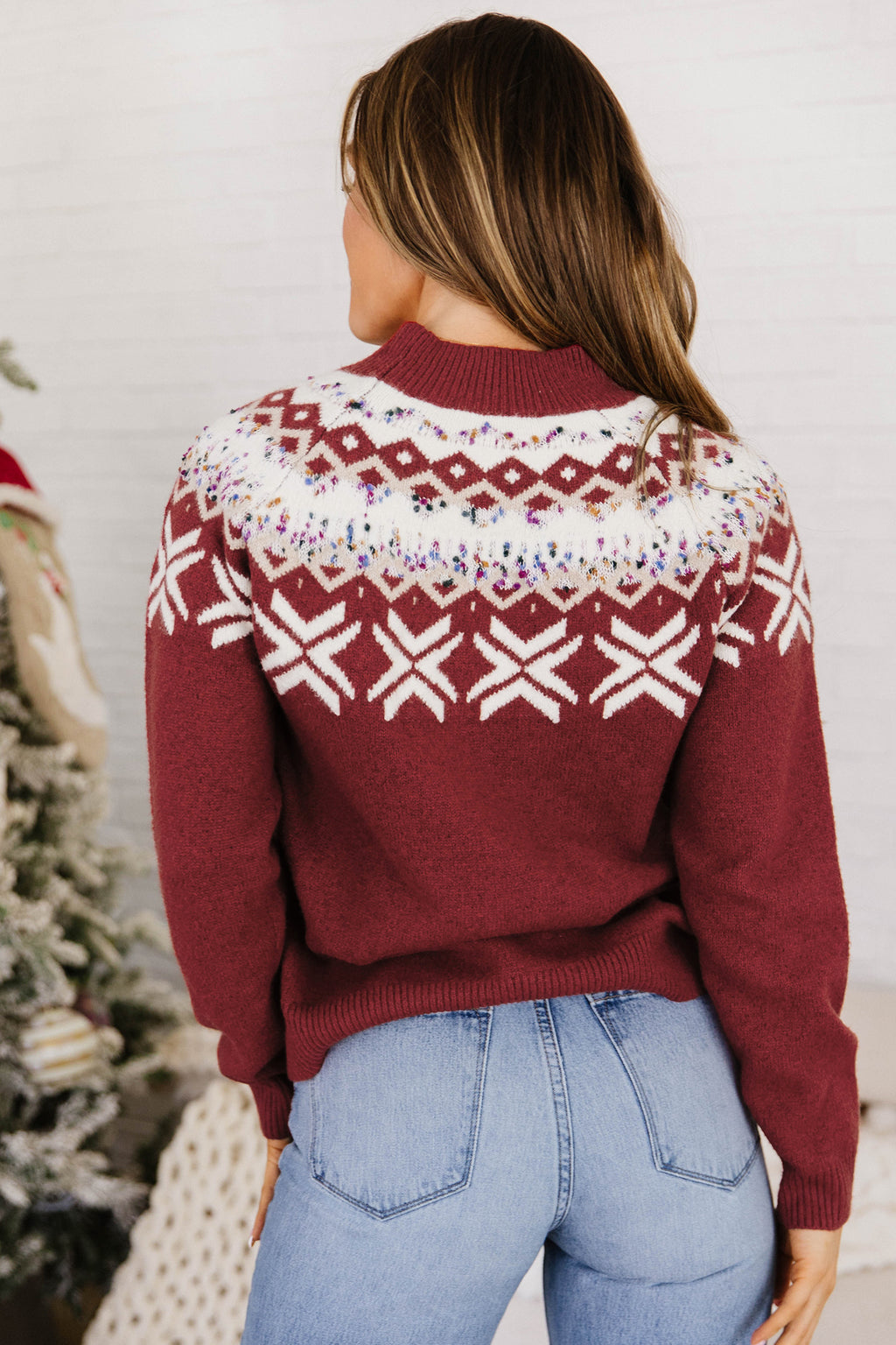Cabin Glow Christmas Knit Sweater - Red