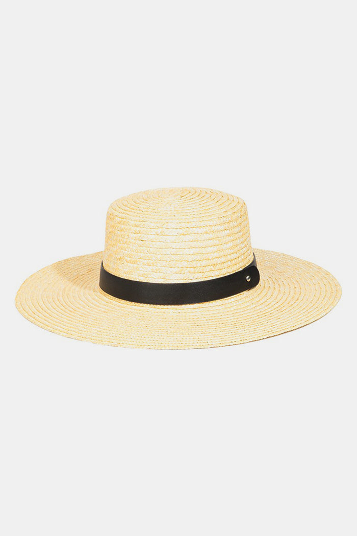 Hazel Blues® |  Fame Flat Brim Straw Weave Hat