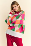 Hazel Blues® |  Davi & Dani Exposed Seam Color Block Dropped Shoulder Sweater